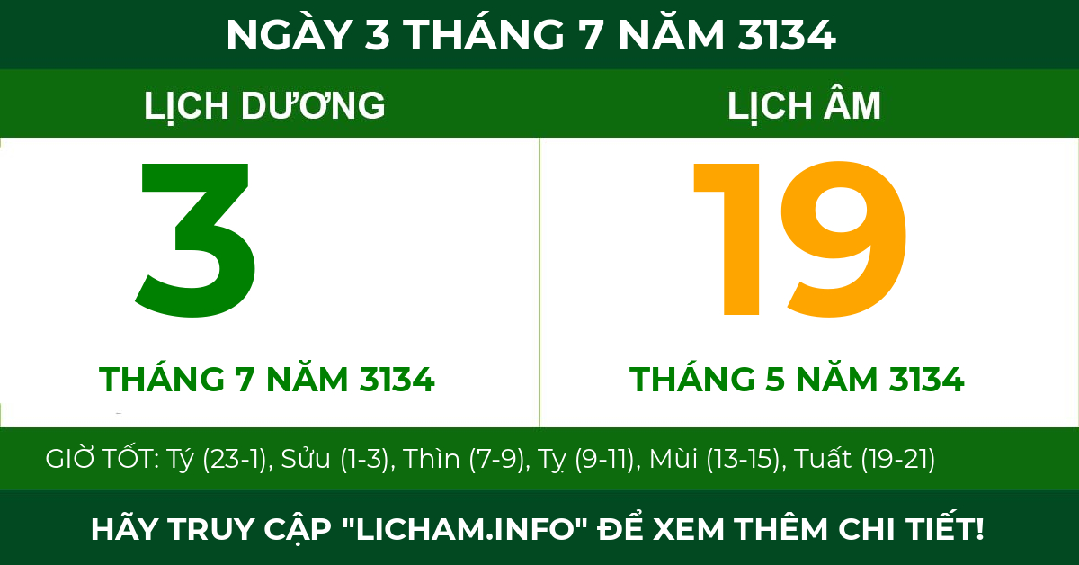 lịch âm ngày 3 tháng 7 năm 3134