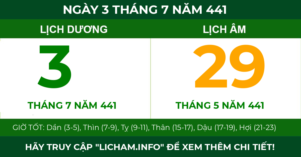 lịch âm ngày 3 tháng 7 năm 441