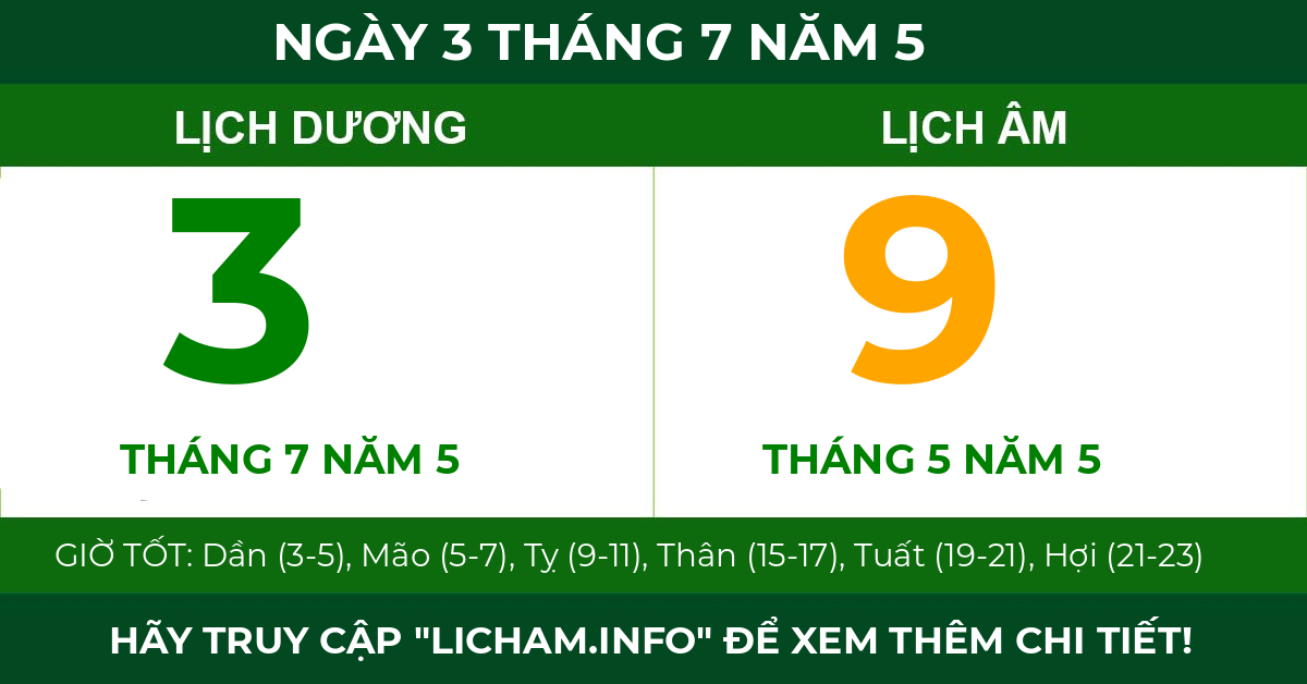 lịch âm ngày 3 tháng 7 năm 5