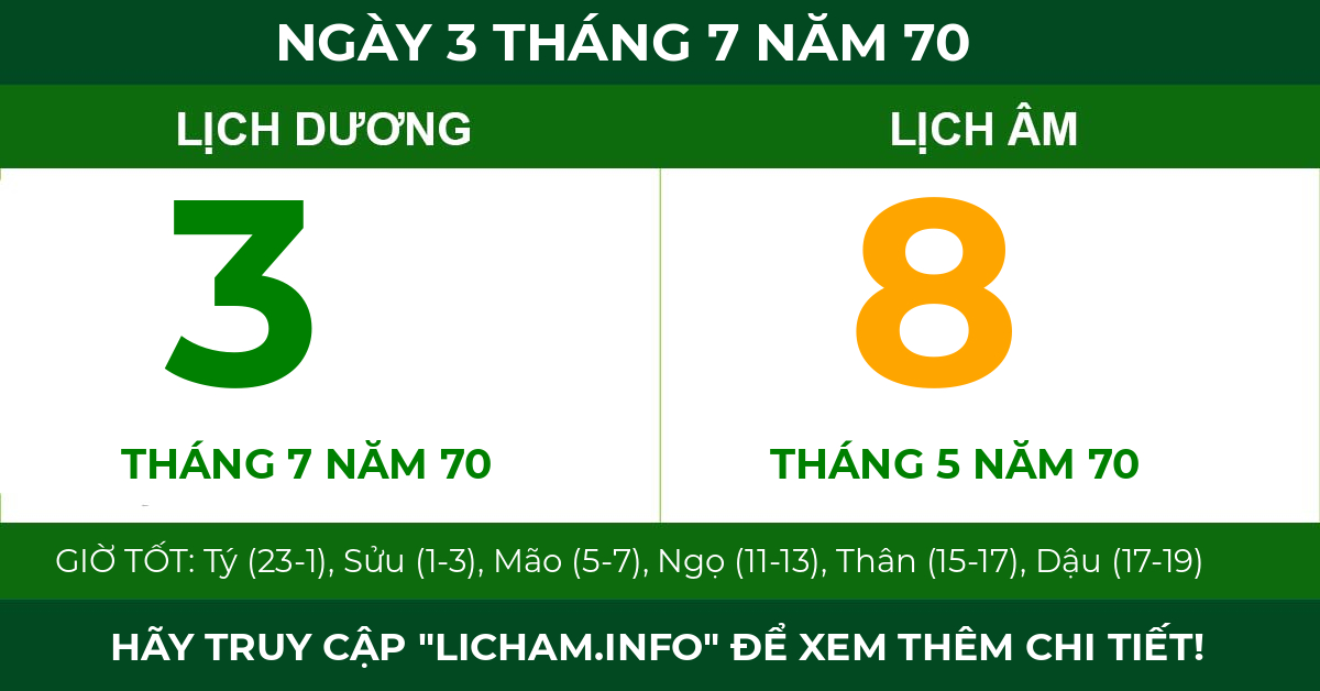 lịch âm ngày 3 tháng 7 năm 70