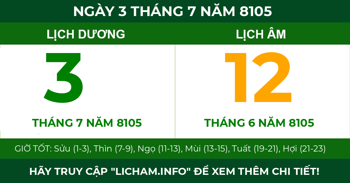 lịch âm ngày 3 tháng 7 năm 8105