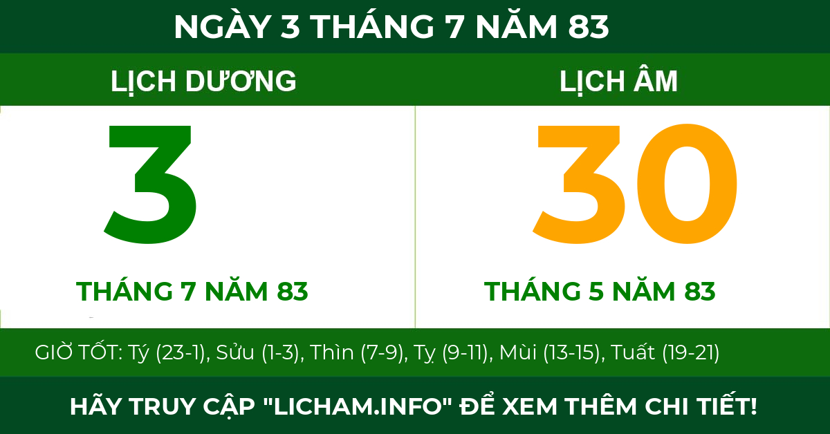 lịch âm ngày 3 tháng 7 năm 83