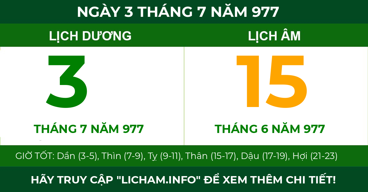 lịch âm ngày 3 tháng 7 năm 977