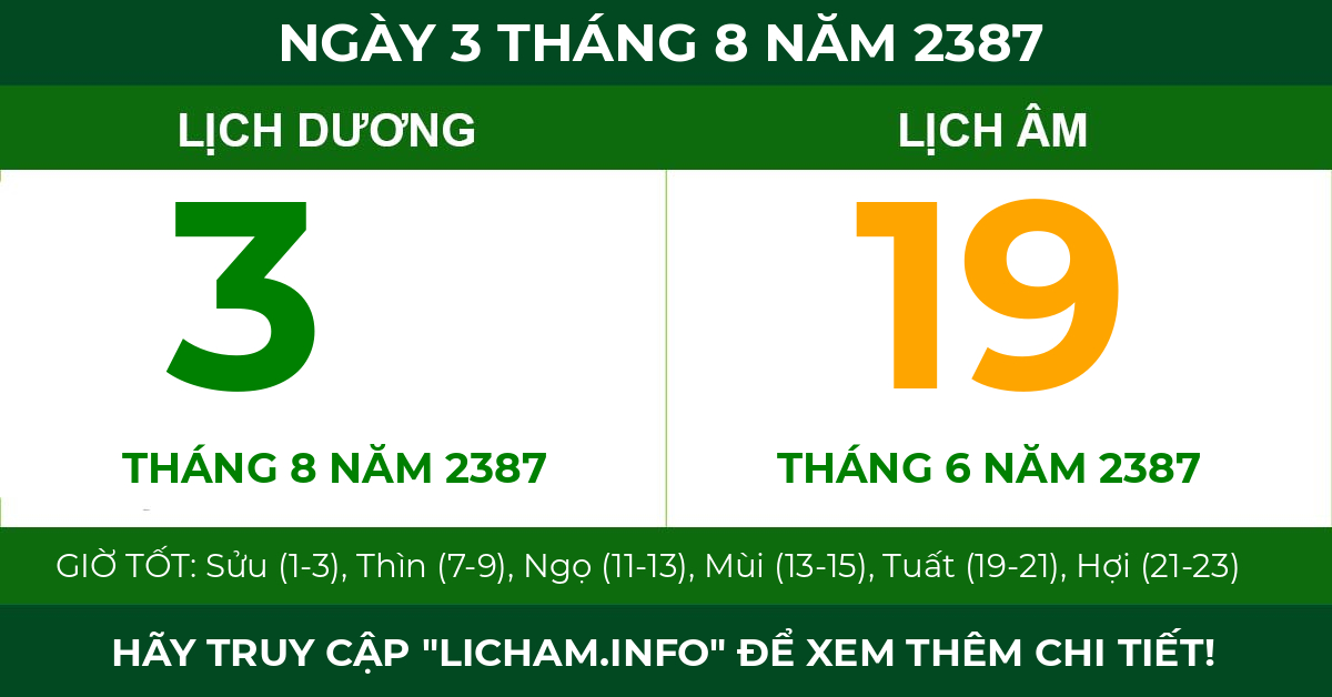 lịch âm ngày 3 tháng 8 năm 2387