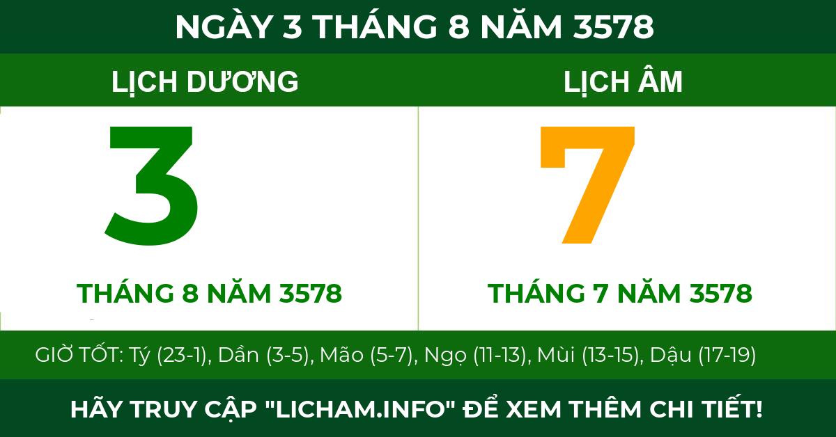 lịch âm ngày 3 tháng 8 năm 3578