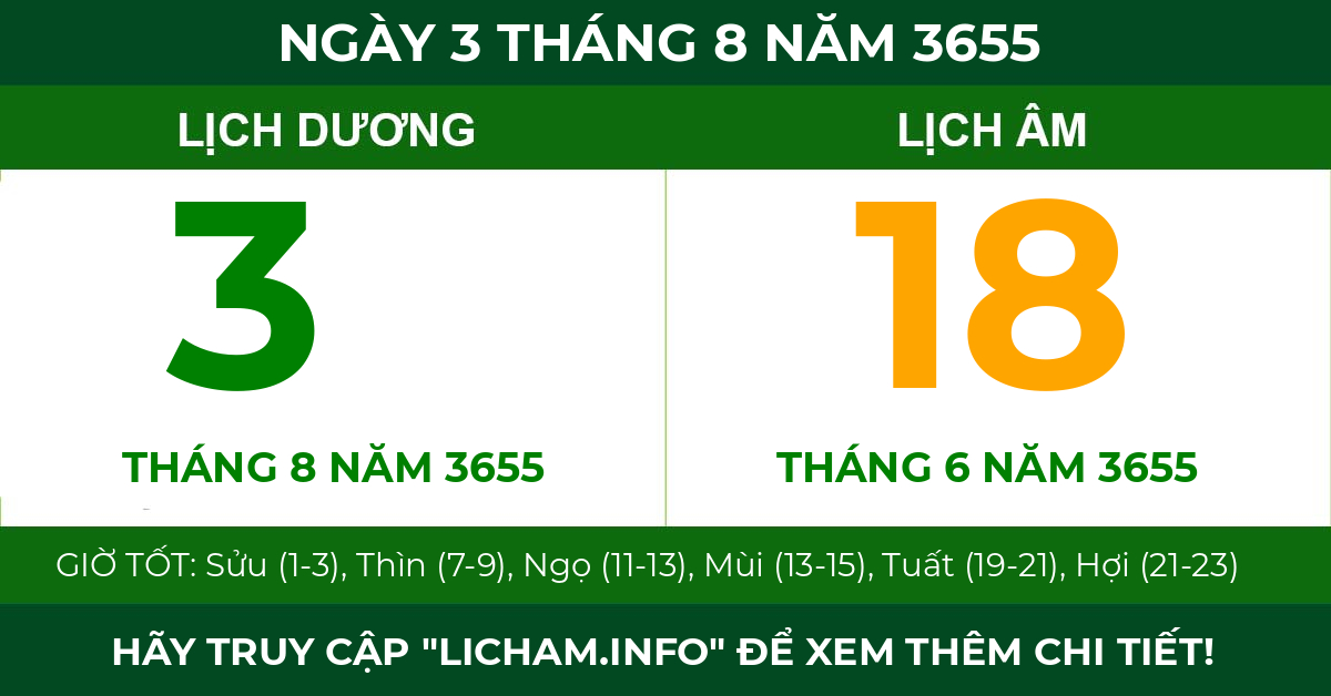 lịch âm ngày 3 tháng 8 năm 3655