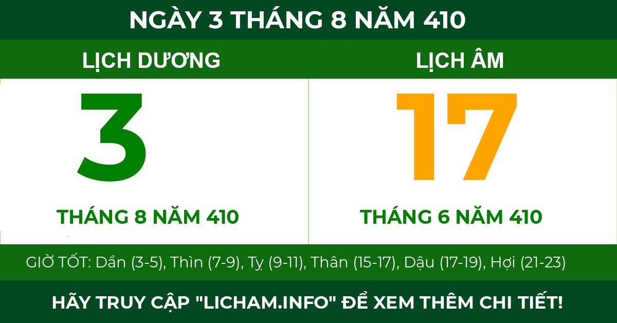 lịch âm ngày 3 tháng 8 năm 410