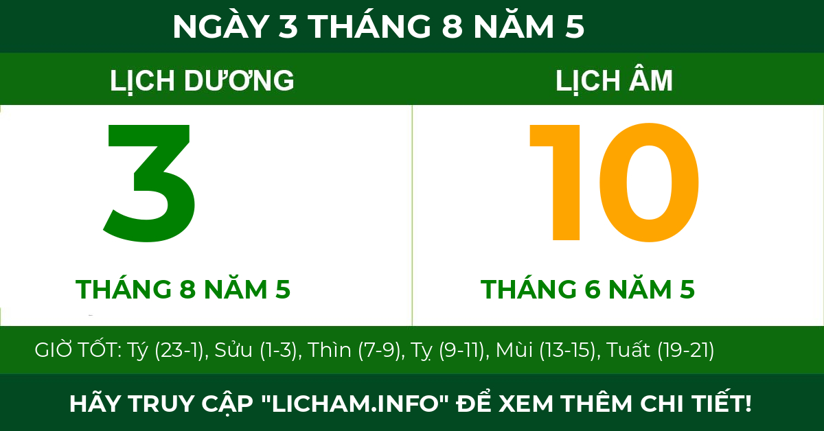 lịch âm ngày 3 tháng 8 năm 5
