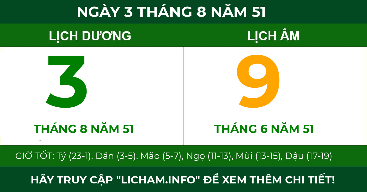 lịch âm ngày 3 tháng 8 năm 51