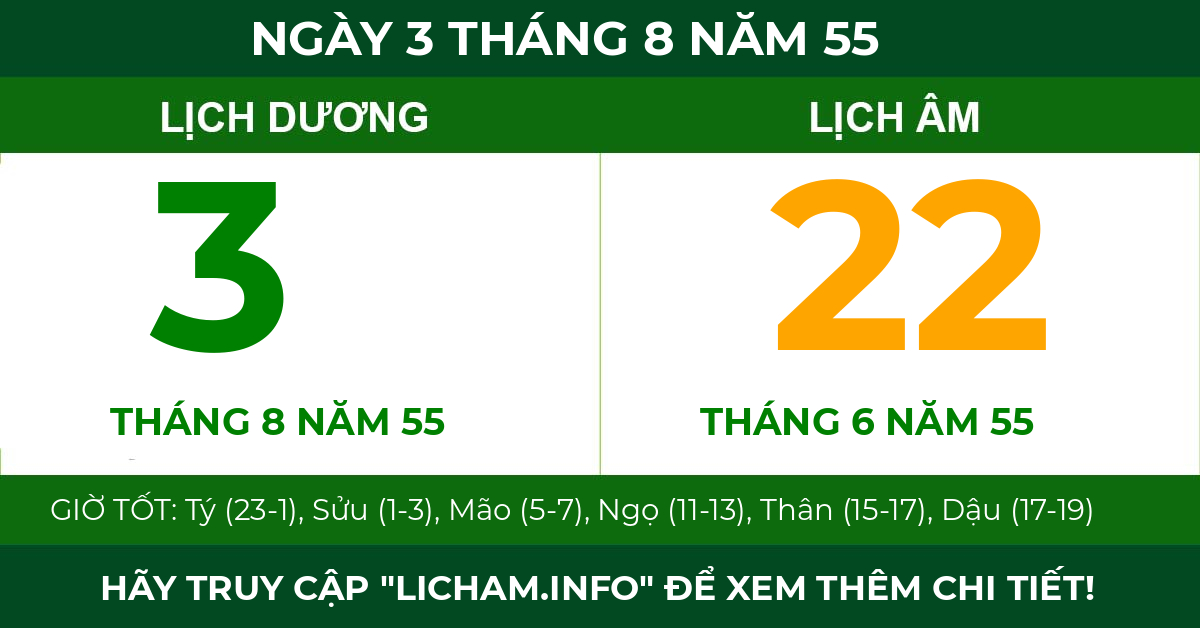 lịch âm ngày 3 tháng 8 năm 55