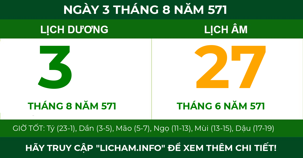 lịch âm ngày 3 tháng 8 năm 571