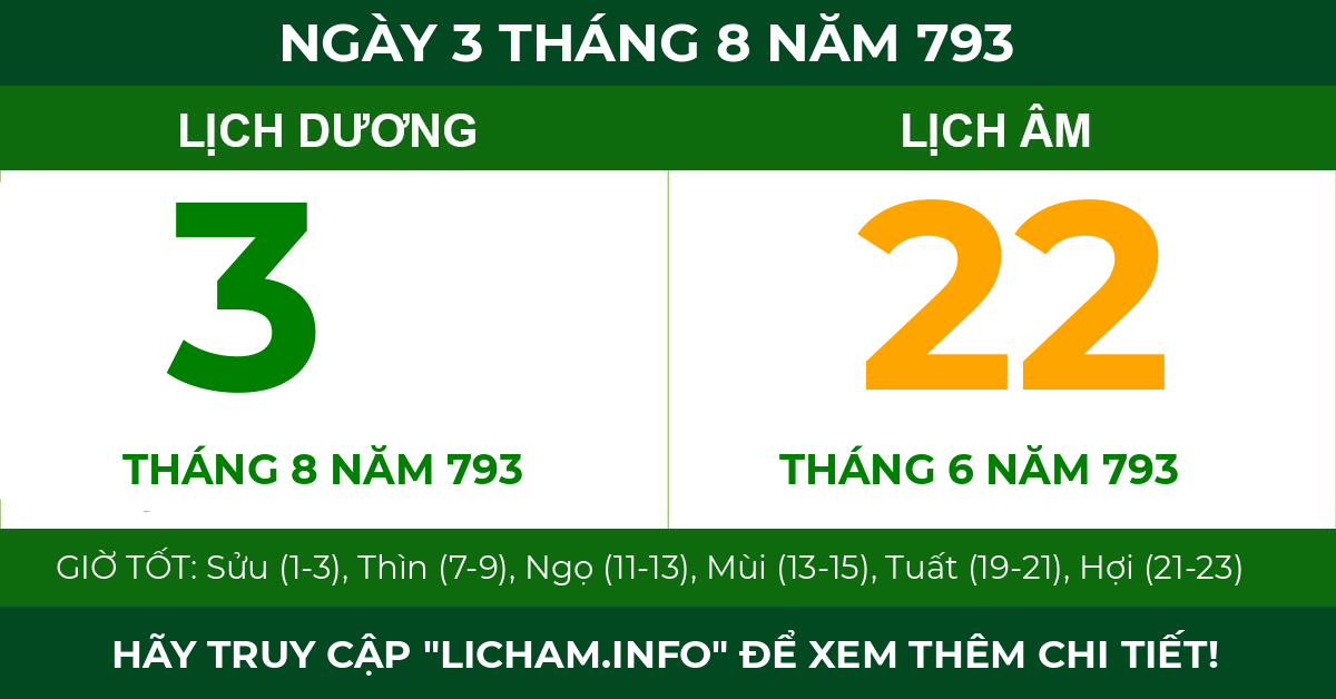 lịch âm ngày 3 tháng 8 năm 793