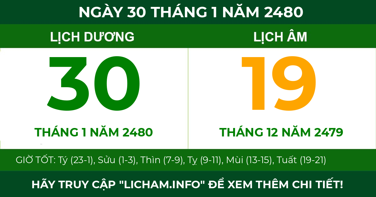 lịch âm ngày 30 tháng 1 năm 2480