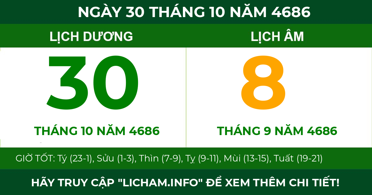 lịch âm ngày 30 tháng 10 năm 4686