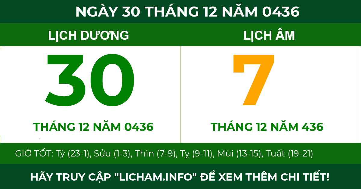 lịch âm ngày 30 tháng 12 năm 0436