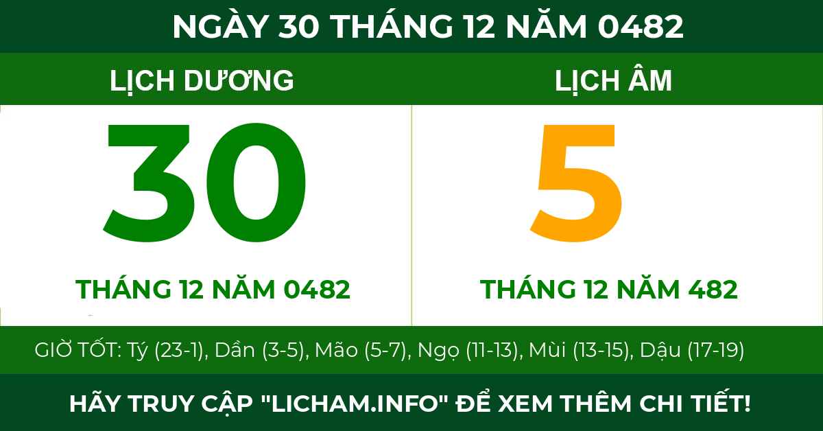 lịch âm ngày 30 tháng 12 năm 0482
