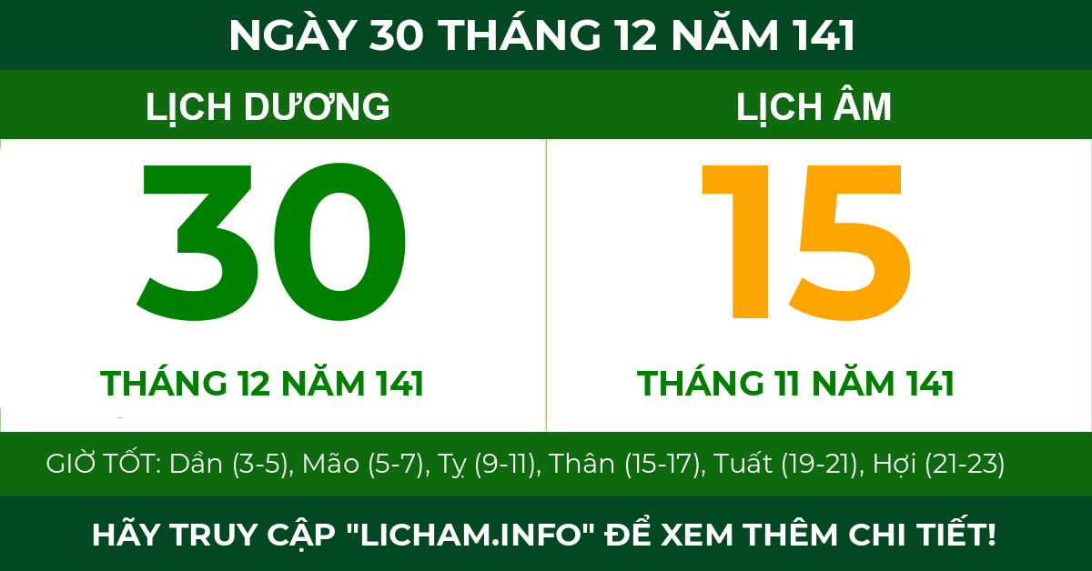 lịch âm ngày 30 tháng 12 năm 141