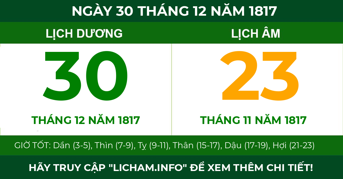 lịch âm ngày 30 tháng 12 năm 1817