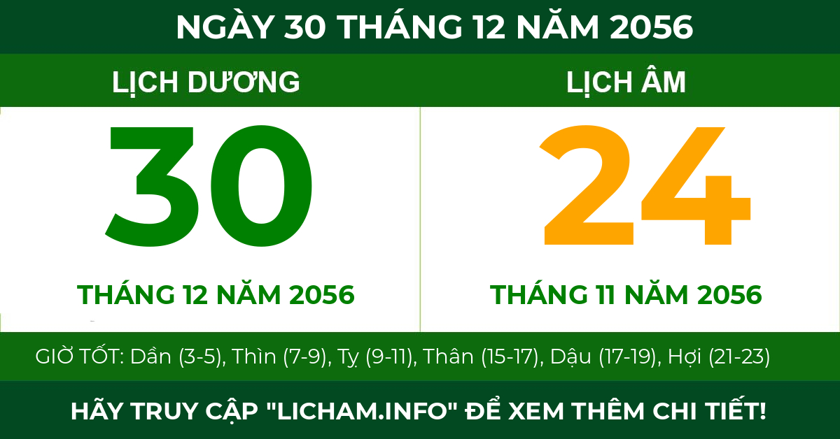 lịch âm ngày 30 tháng 12 năm 2056