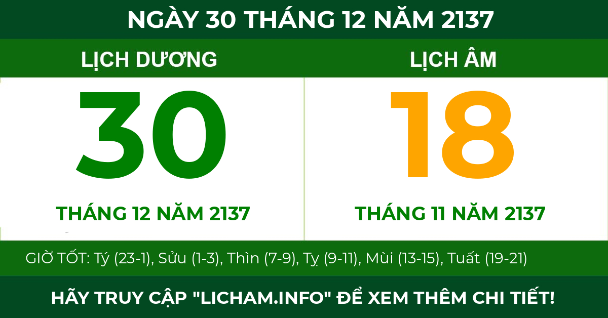 lịch âm ngày 30 tháng 12 năm 2137