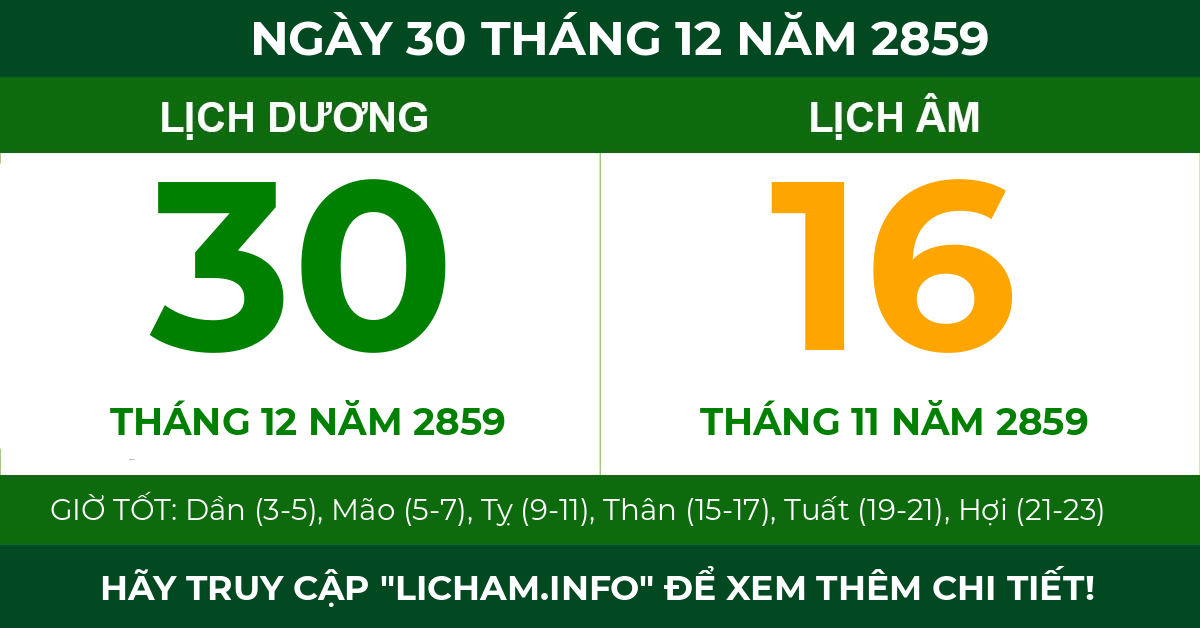 lịch âm ngày 30 tháng 12 năm 2859