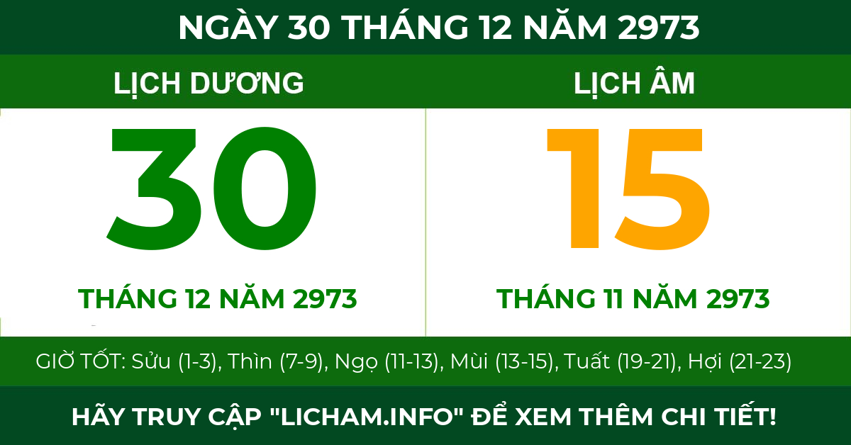 lịch âm ngày 30 tháng 12 năm 2973
