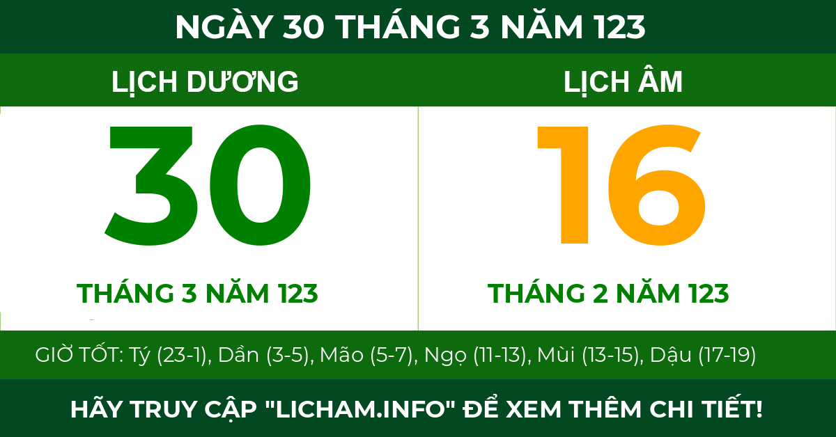 lịch âm ngày 30 tháng 3 năm 123