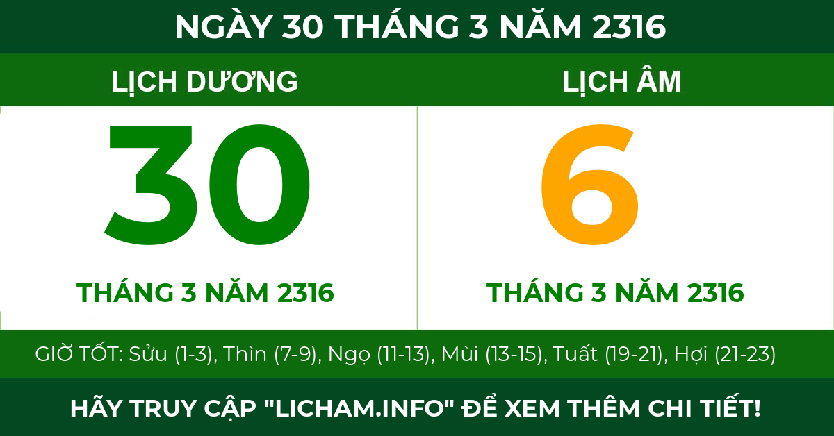 lịch âm ngày 30 tháng 3 năm 2316
