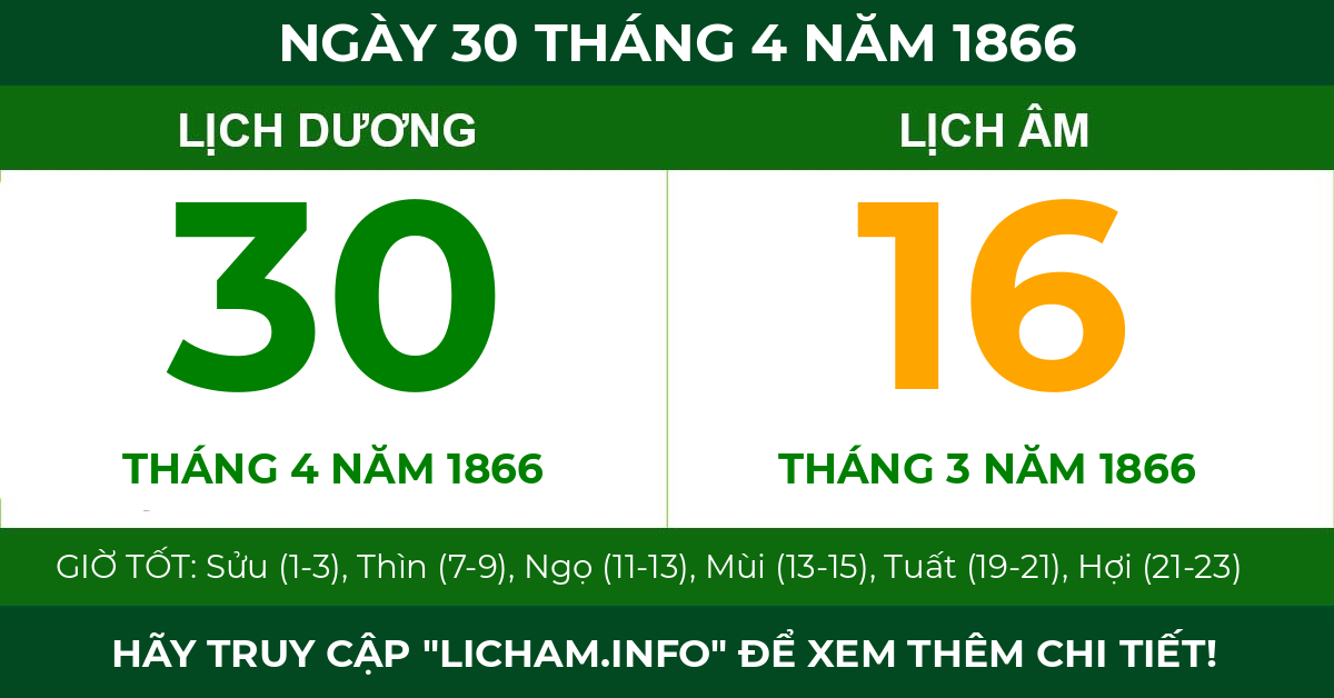 lịch âm ngày 30 tháng 4 năm 1866