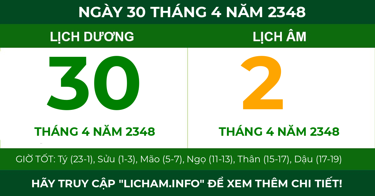 lịch âm ngày 30 tháng 4 năm 2348