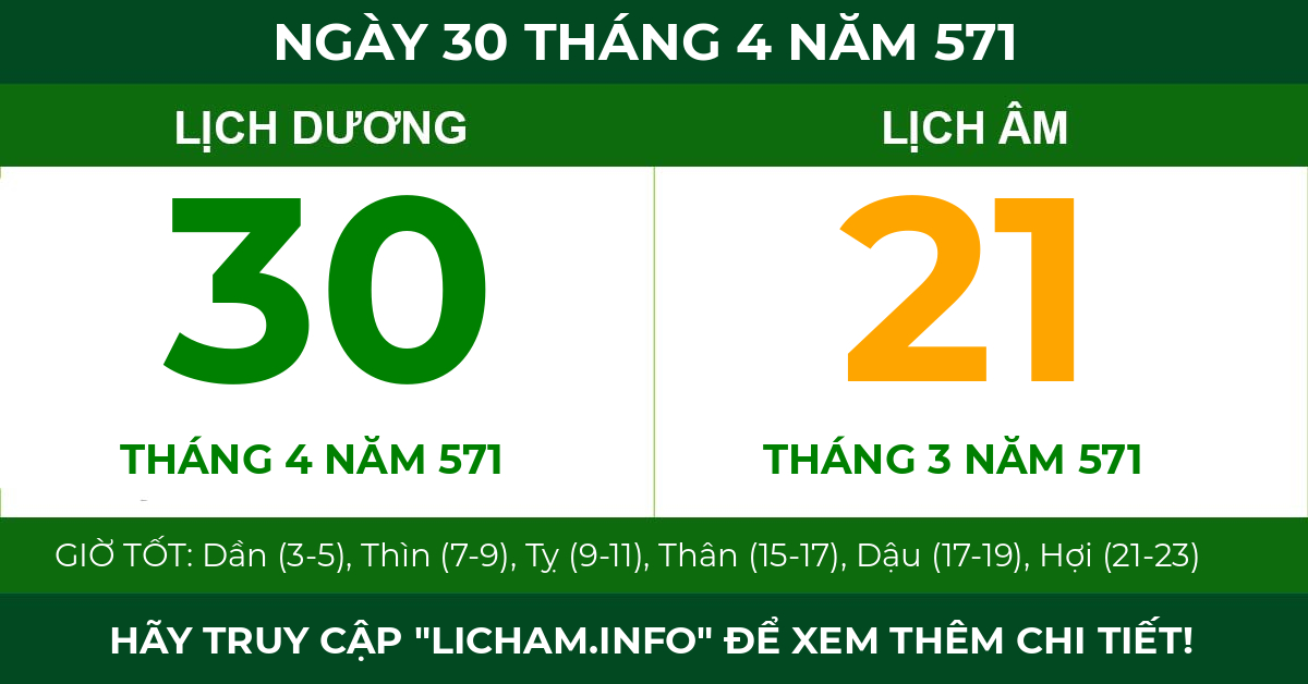 lịch âm ngày 30 tháng 4 năm 571