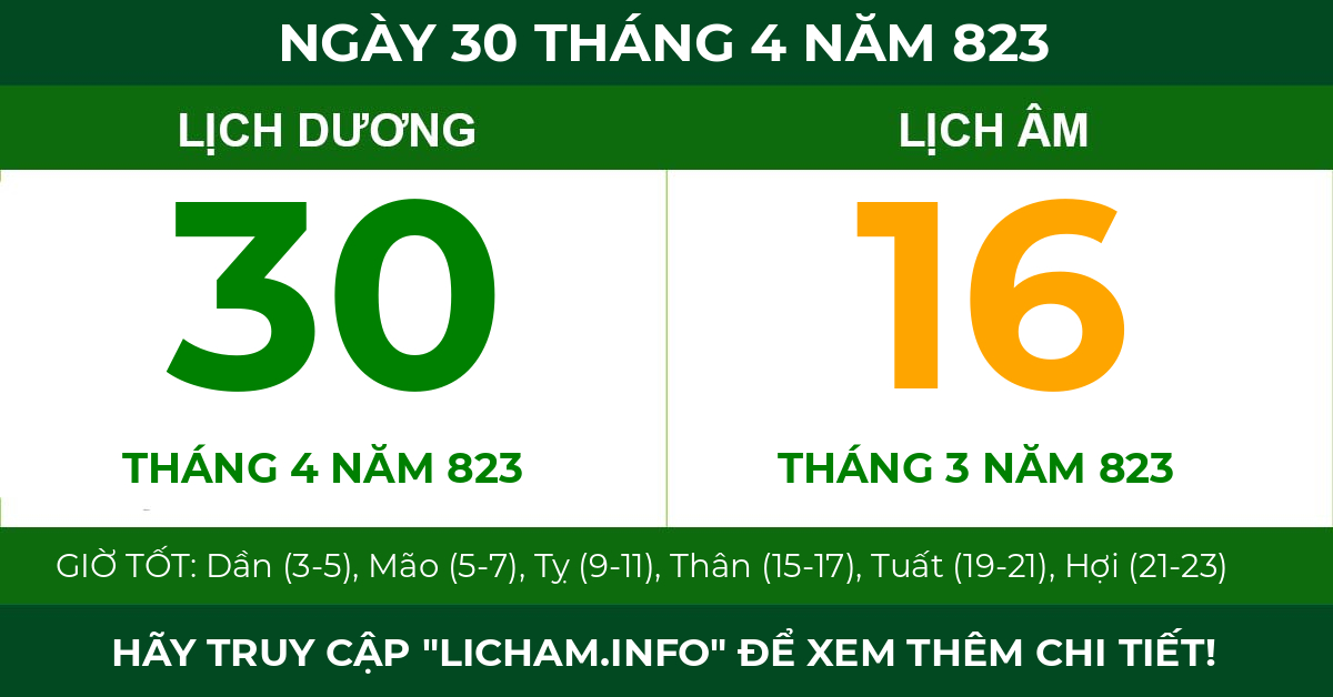 lịch âm ngày 30 tháng 4 năm 823