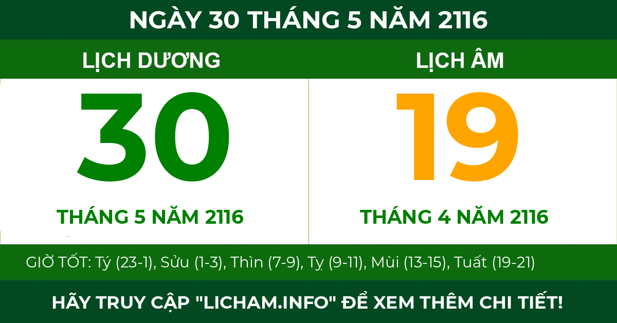 lịch âm ngày 30 tháng 5 năm 2116