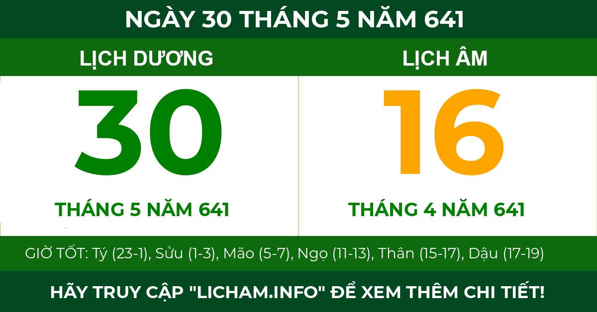 lịch âm ngày 30 tháng 5 năm 641