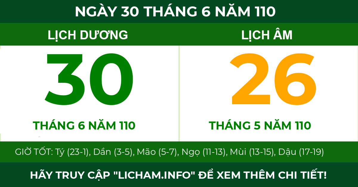 lịch âm ngày 30 tháng 6 năm 110