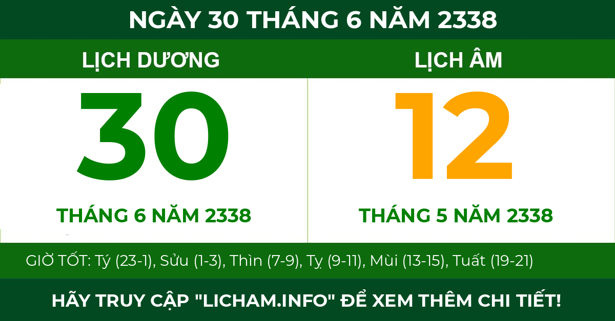 lịch âm ngày 30 tháng 6 năm 2338