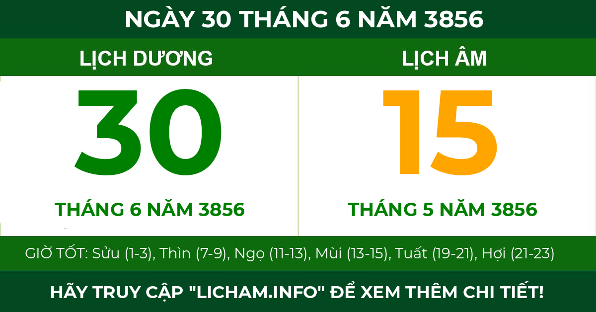 lịch âm ngày 30 tháng 6 năm 3856