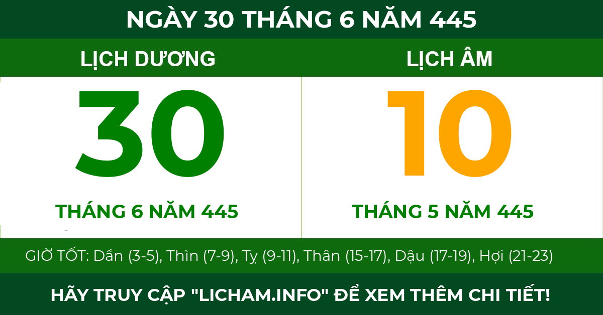 lịch âm ngày 30 tháng 6 năm 445