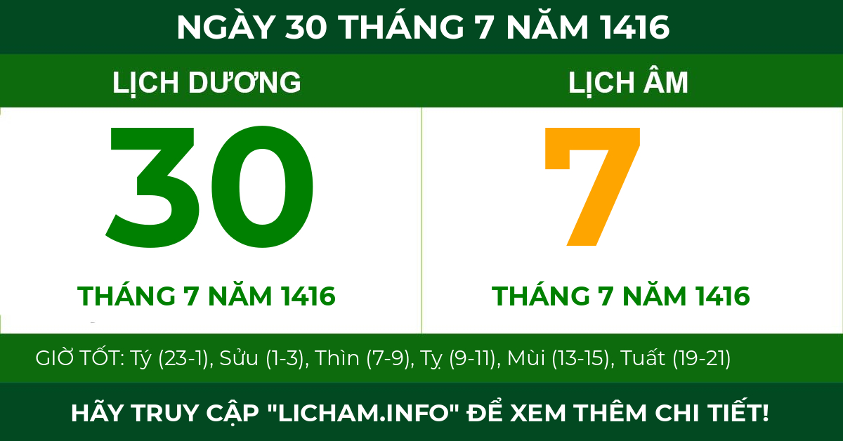 lịch âm ngày 30 tháng 7 năm 1416