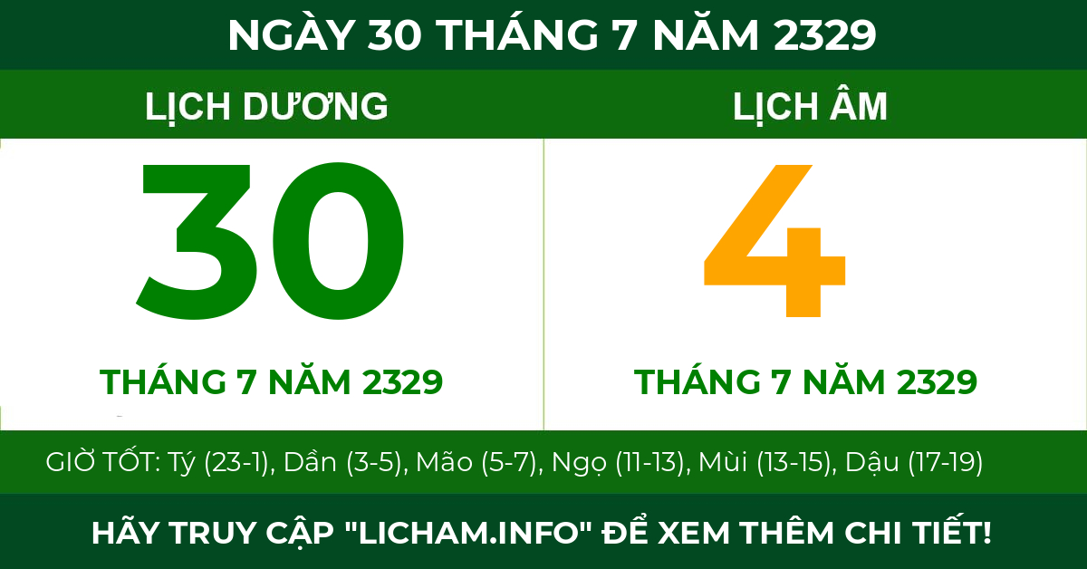 lịch âm ngày 30 tháng 7 năm 2329