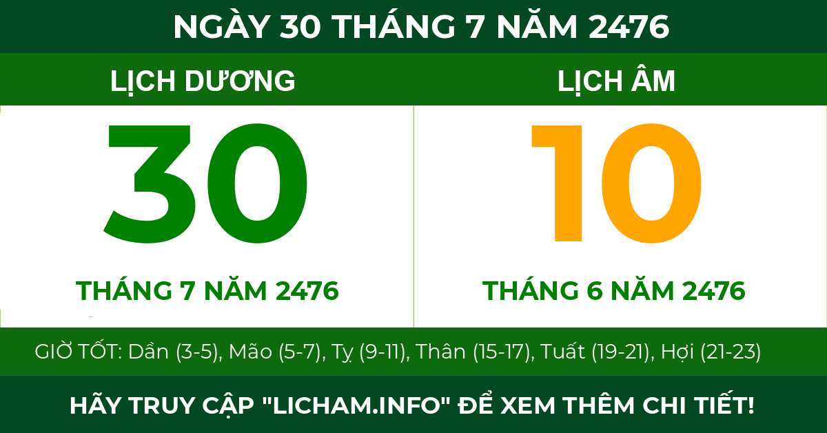 lịch âm ngày 30 tháng 7 năm 2476