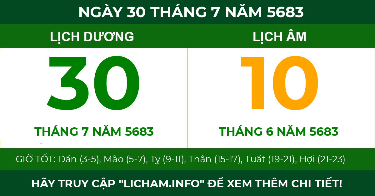 lịch âm ngày 30 tháng 7 năm 5683