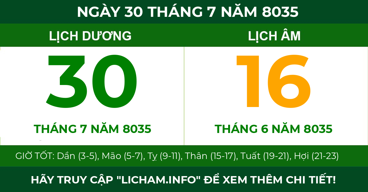 lịch âm ngày 30 tháng 7 năm 8035