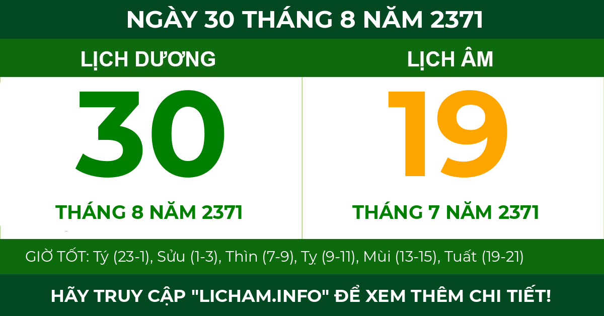 lịch âm ngày 30 tháng 8 năm 2371