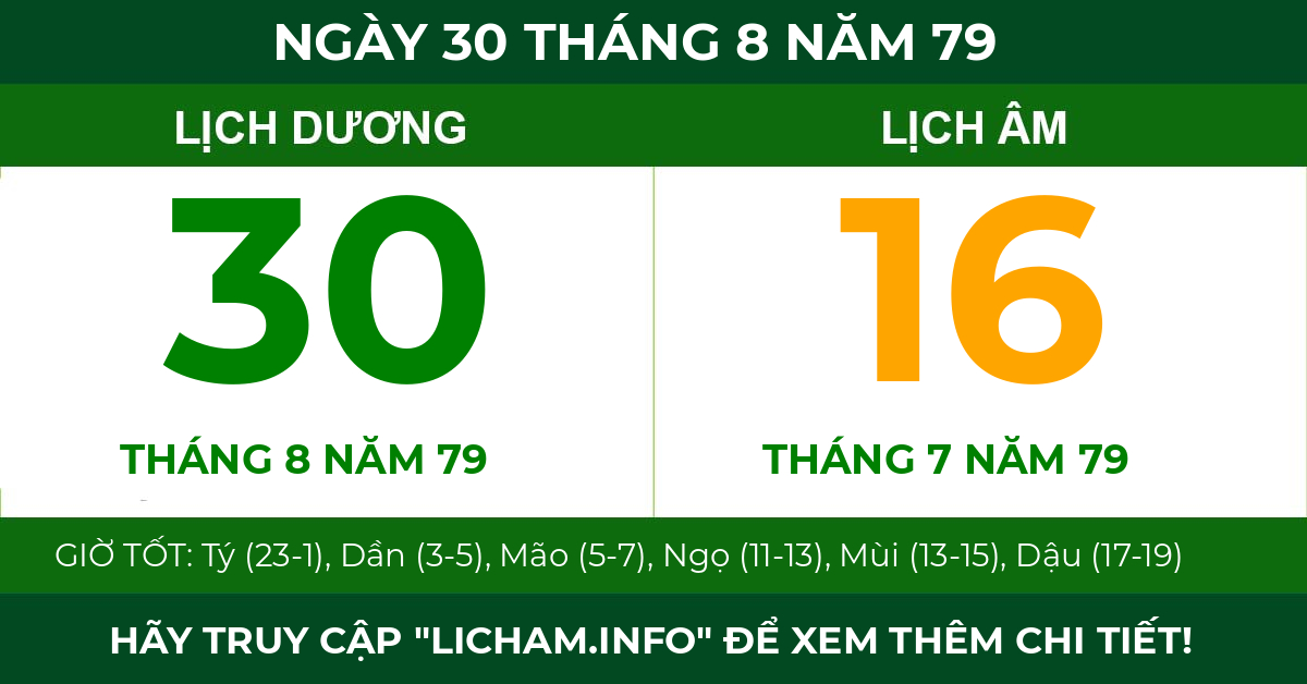 lịch âm ngày 30 tháng 8 năm 79
