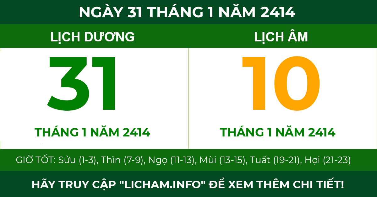 lịch âm ngày 31 tháng 1 năm 2414
