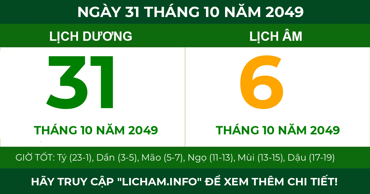 lịch âm ngày 31 tháng 10 năm 2049