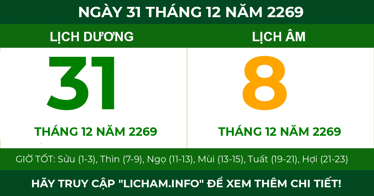 lịch âm ngày 31 tháng 12 năm 2269