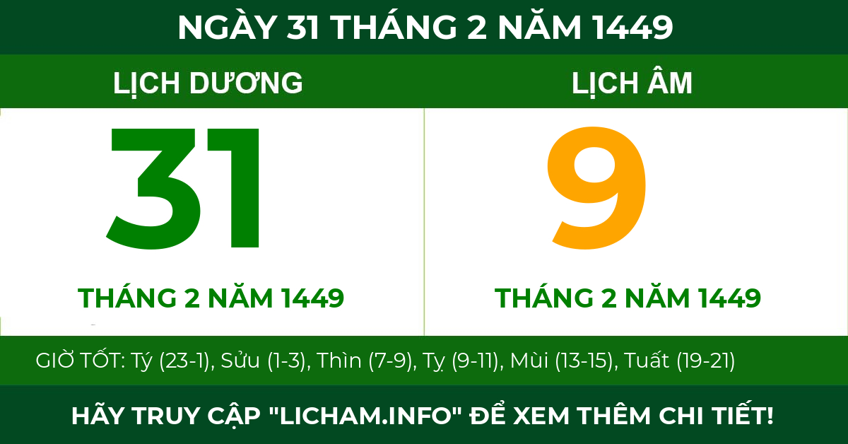 lịch âm ngày 31 tháng 2 năm 1449