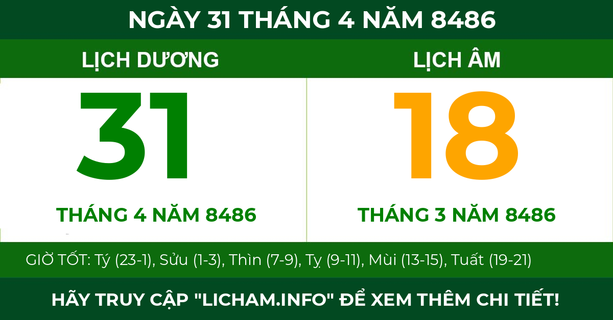 lịch âm ngày 31 tháng 4 năm 8486